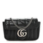 Calfskin Matelasse Aria Super Mini GG Marmont Shoulder Bag Black