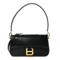Natural Smooth Calfskin Small Hourglass Sling Bag Black