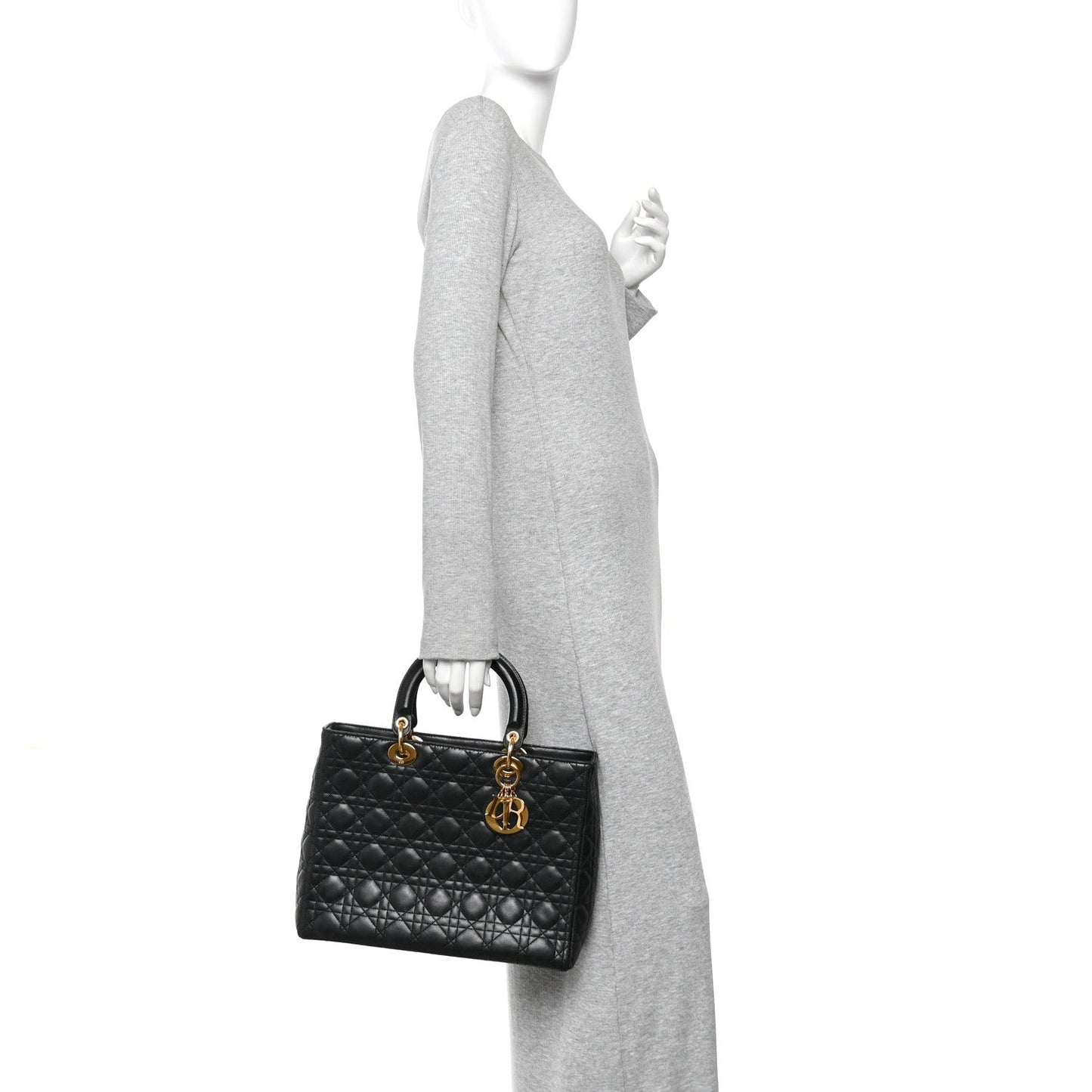 Lambskin Cannage Large Lady Dior Black
