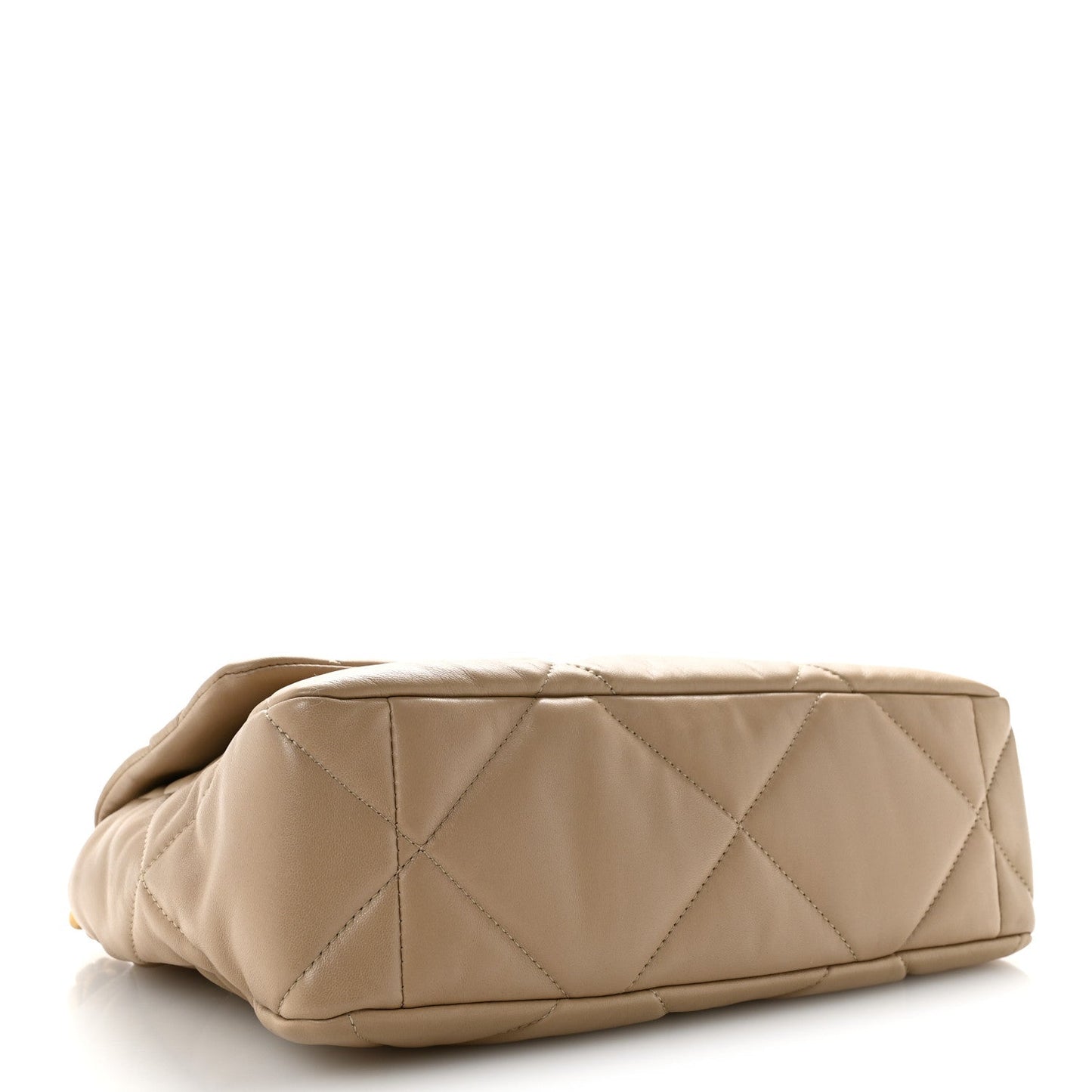 Lambskin Quilted Large Chanel 19 Flap Dark Beige