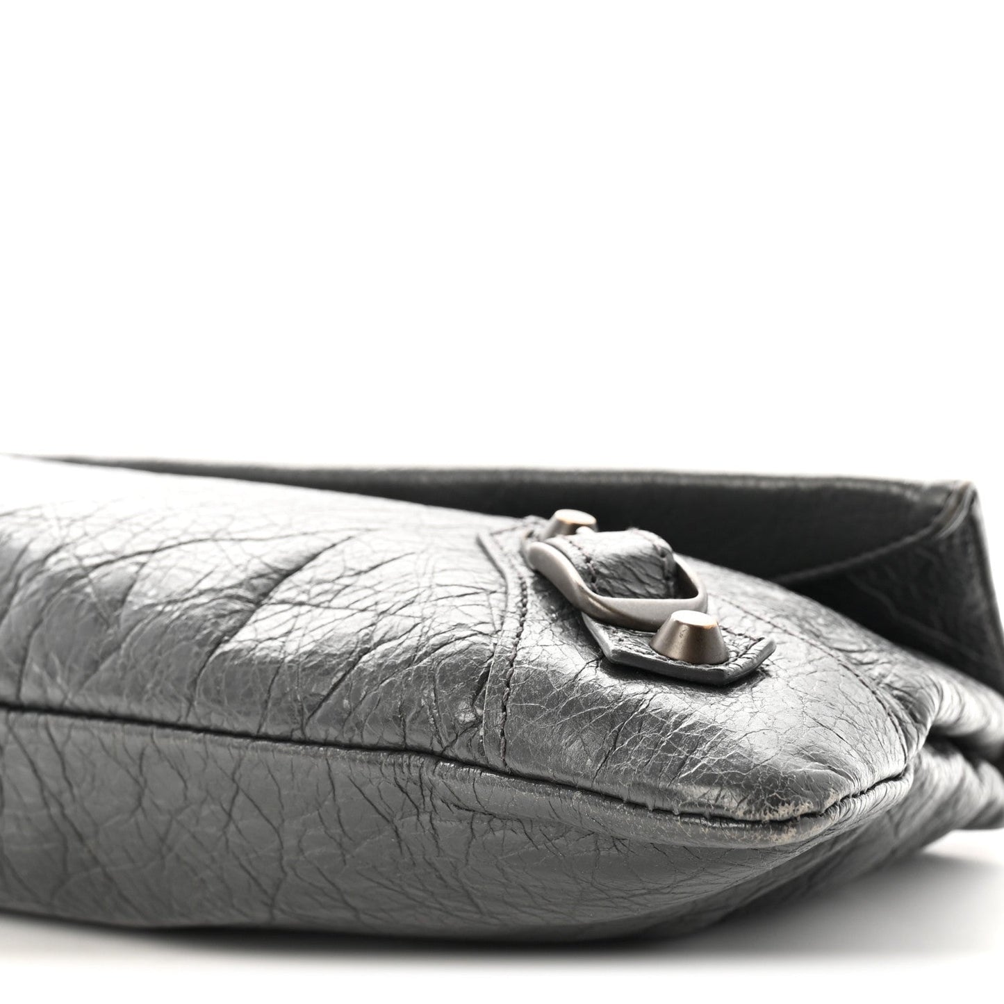 Agneau Classic Hardware Envelope Strap Clutch Gris Fossile