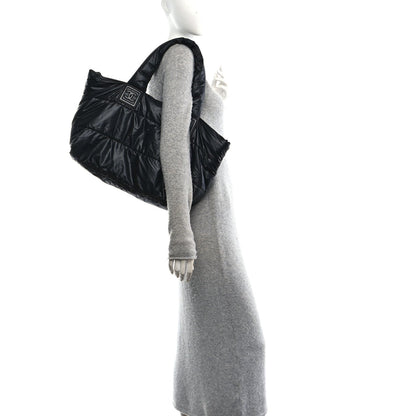 Lambskin Quilted Medium Coco Cocoon Reversible Tote Black
