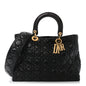 Crinkled Patent Cannage Large Lady Dior Black