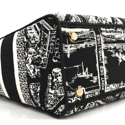 Canvas Embroidered Medium Plan de Paris Lady D-Lite Black White