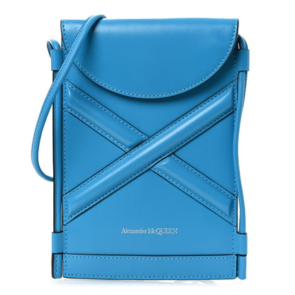 Calfskin The Curve Micro Crossbody Pouch Bag Blue