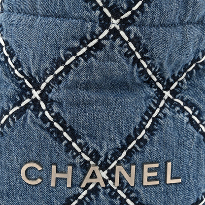 Denim Stitched Quilted Mini Chanel 22 Blue