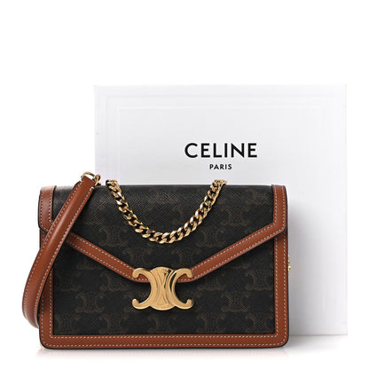 Triomphe Canvas Calfskin Margo Wallet on Chain Tan