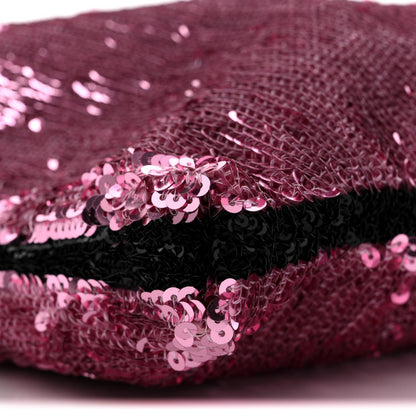 Sequin Logo Shopping Tote Pink Black