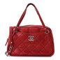 Iridescent Calfskin Quilted Relax CC Camera Case Red