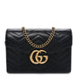 Calfskin Matelasse GG Marmont Chain Wallet Black