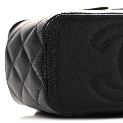 Caviar Quilted Small Vanity Case With Chain Black