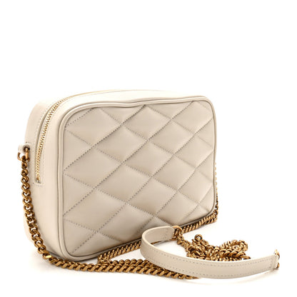 Lambskin Quilted Mini Camera Bag Crema Soft