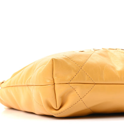 Shiny Calfskin Quilted Mini Chanel 22 Yellow