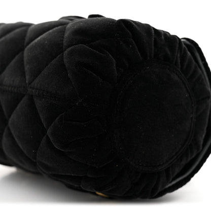Velvet Quilted Mini Top Handle Flap Black