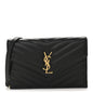 Grain De Poudre Matelasse Chevron Monogram Envelope Chain Wallet Black