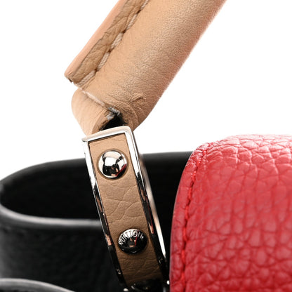Taurillon Capucines MM Black Beige Red