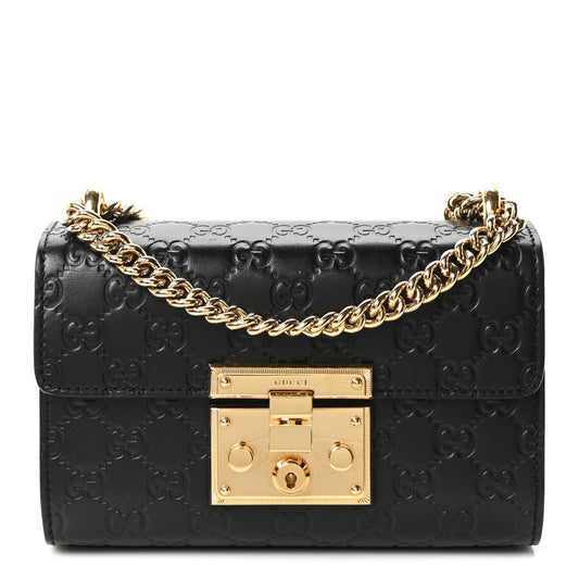 Guccissima Small Padlock Shoulder Bag Black