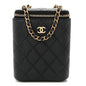 Caviar Quilted Small Vertical Coco Beauty Vanity Case With Chain Black