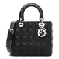 Grained Calfskin Cannage Medium Lady Dior Black