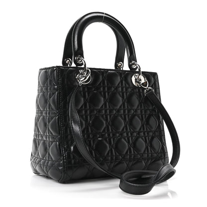 Lambskin Cannage Medium Lady Dior Black