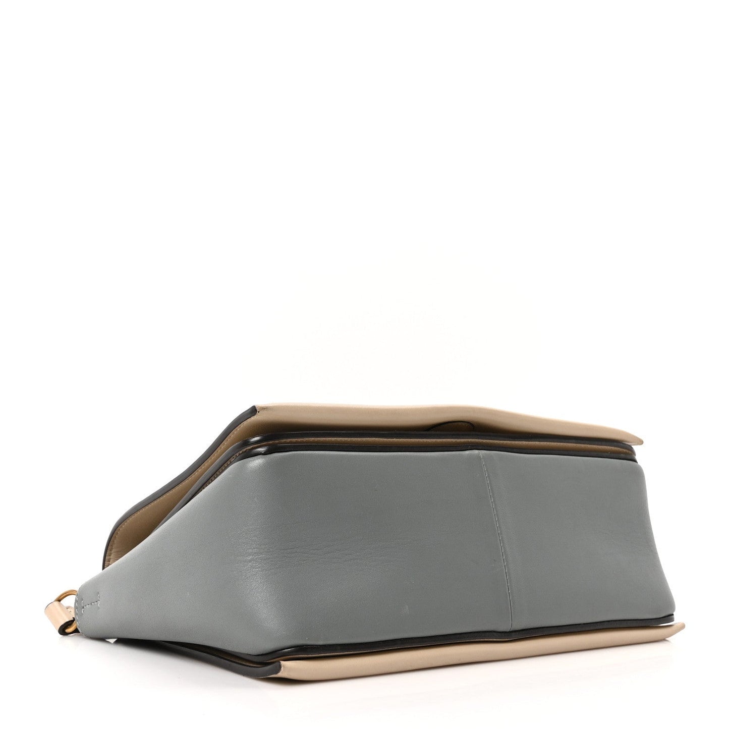Shiny Smooth Calfskin Medium Frame Shoulder Bag Grege Storm