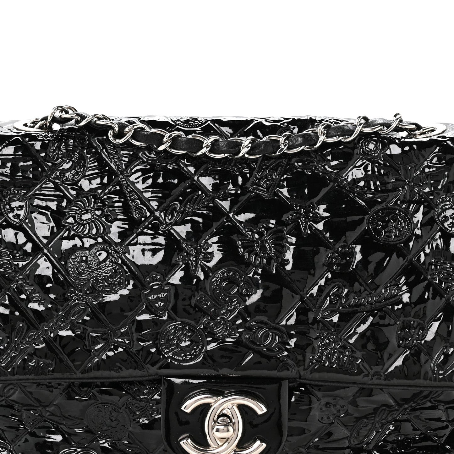 Patent Large Lucky Symbols Flap Black