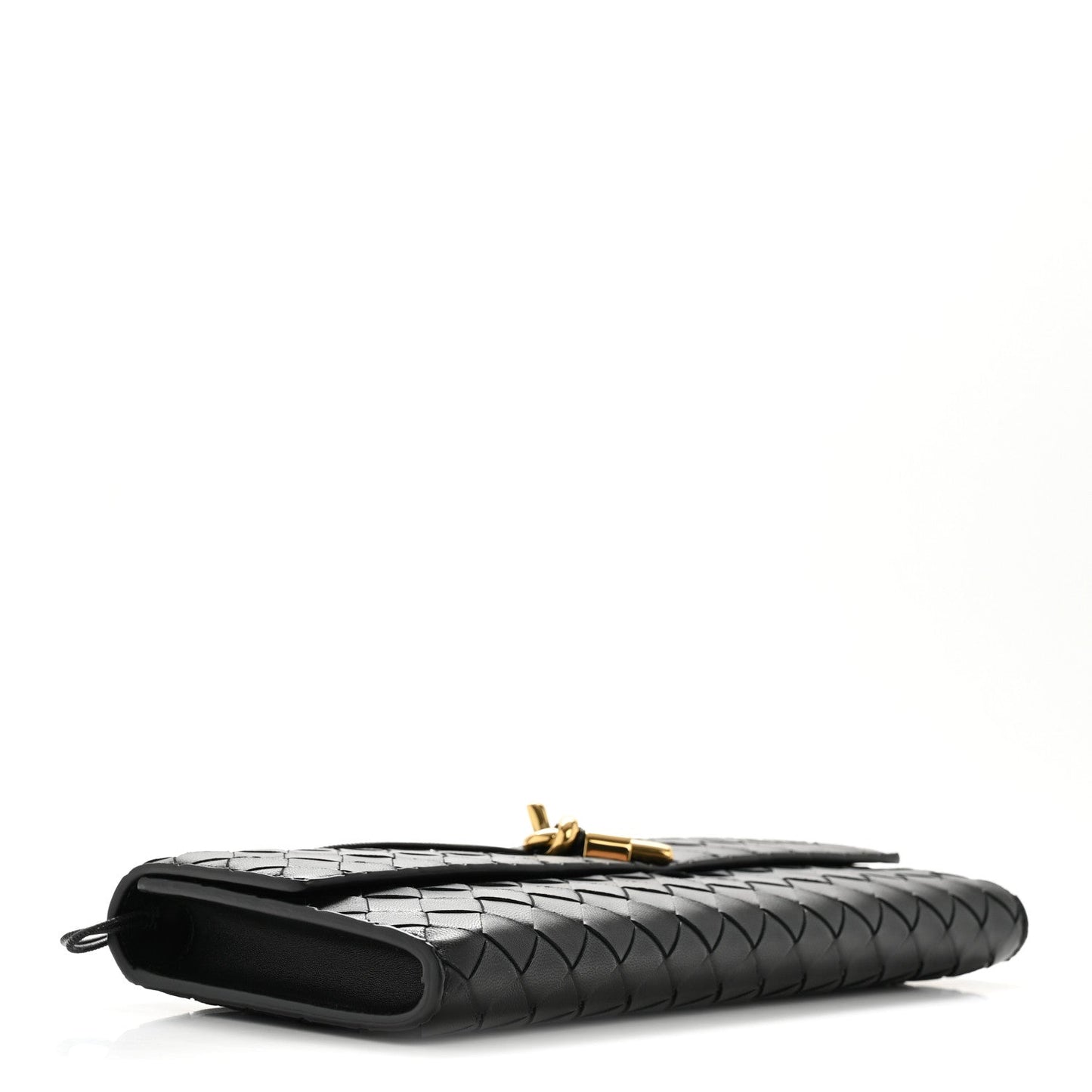 Nappa Intrecciato Long Andiamo Top Handle Clutch Black