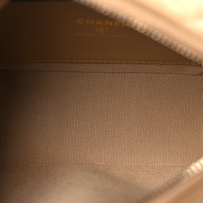 Caviar Quilted Hobo Dark Beige