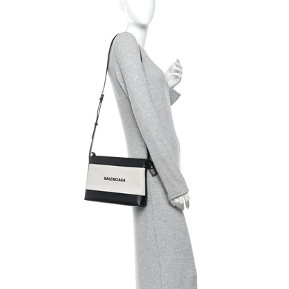 Cotton Canvas Pochette Crossbody Bag Black