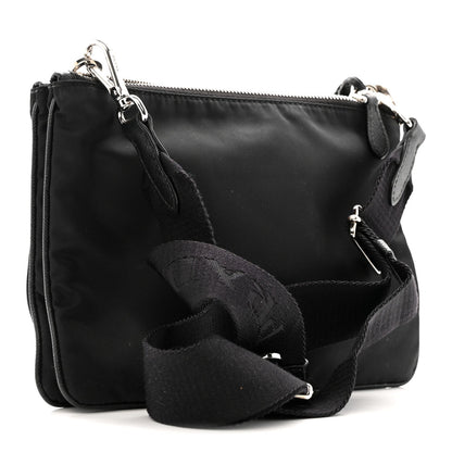 Re-Nylon Saffiano Re-Edition 2000 Double Zip Crossbody Bag Black