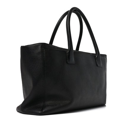 Calfskin Cerf Executive Shopper Tote Black