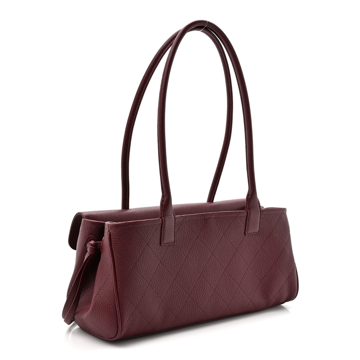 Grained Calfskin Stitched Urban Essentials Small Shopping Bag Burgundy