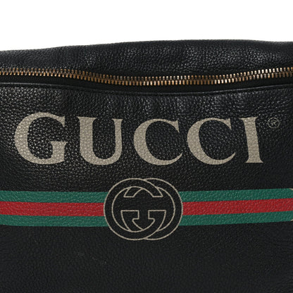 Grained Calfskin Small Logo Belt Bag Black