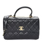 Lambskin Quilted Medium Trendy CC Flap Dual Handle Bag Black