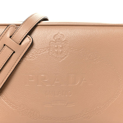 Glace Calfskin Embossed Logo Crossbody Cammeo