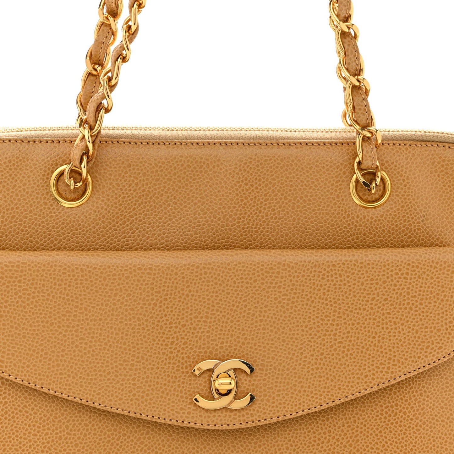 Caviar Flap Shoulder Bag Beige