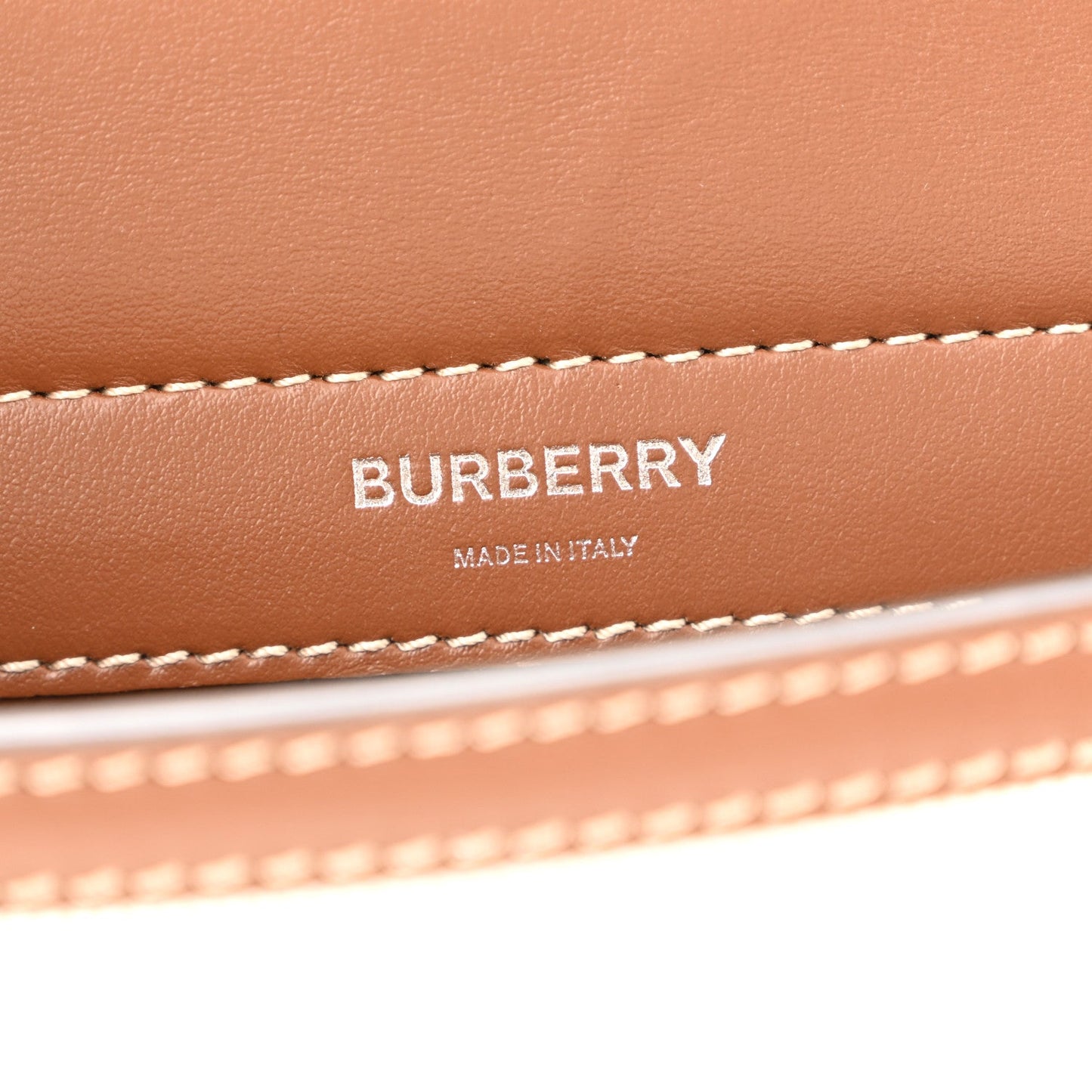 Smooth Calfskin Canvas Horseferry Print Mini Title Bag with Pocket Natural Malt Brown