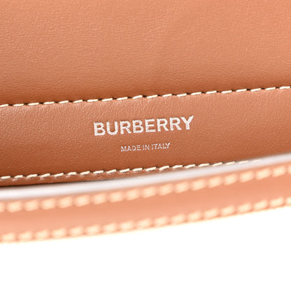 Smooth Calfskin Canvas Horseferry Print Mini Title Bag with Pocket Natural Malt Brown