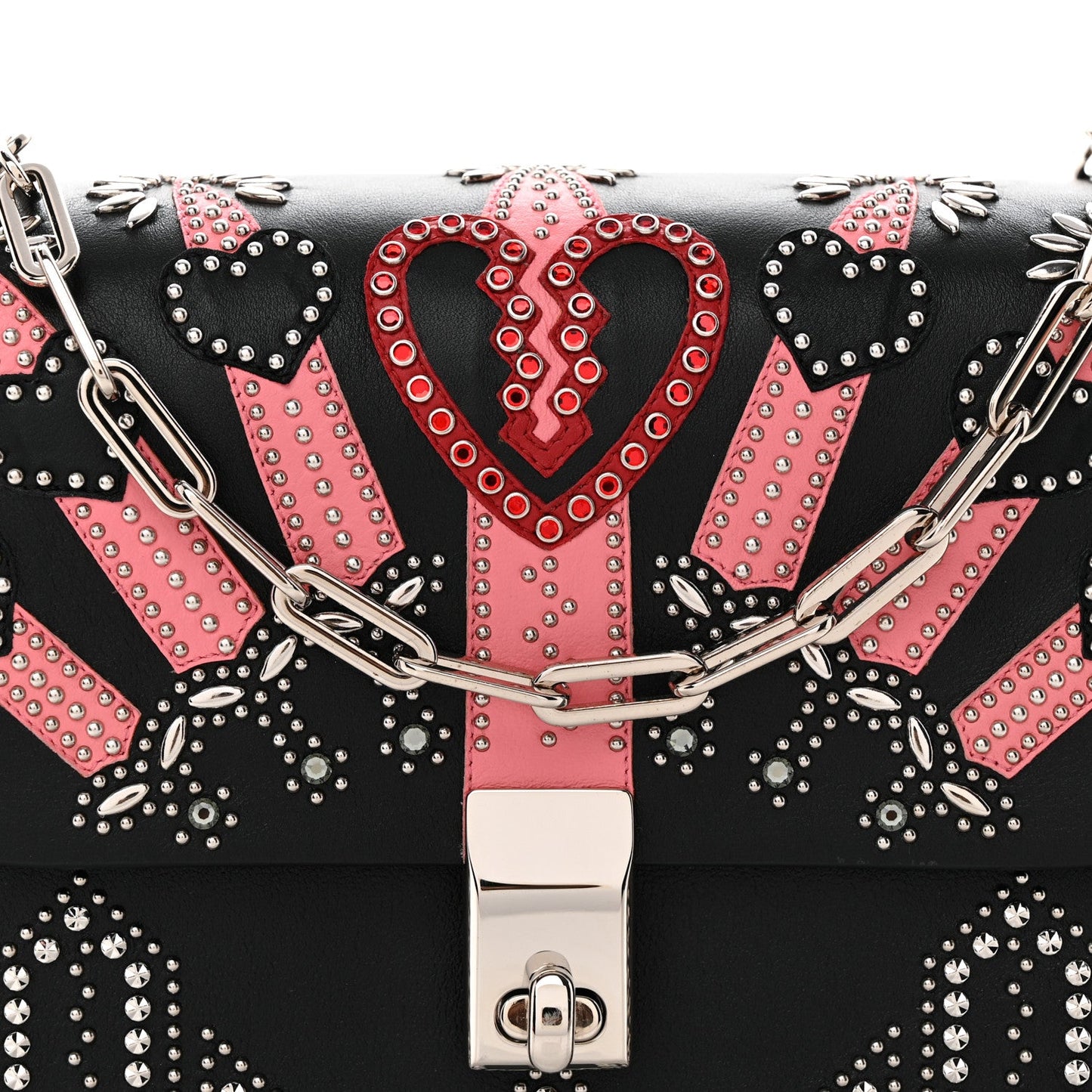 Vitello Loveblade Embellished Chain Flap Bag Black Multicolor