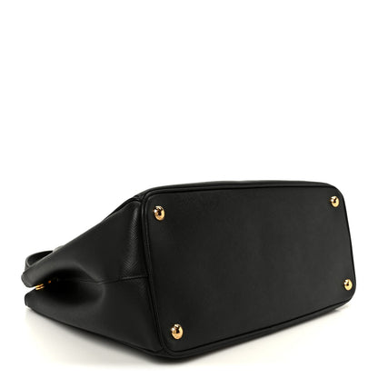 Saffiano Lux Large Galleria Double Zip Tote Black