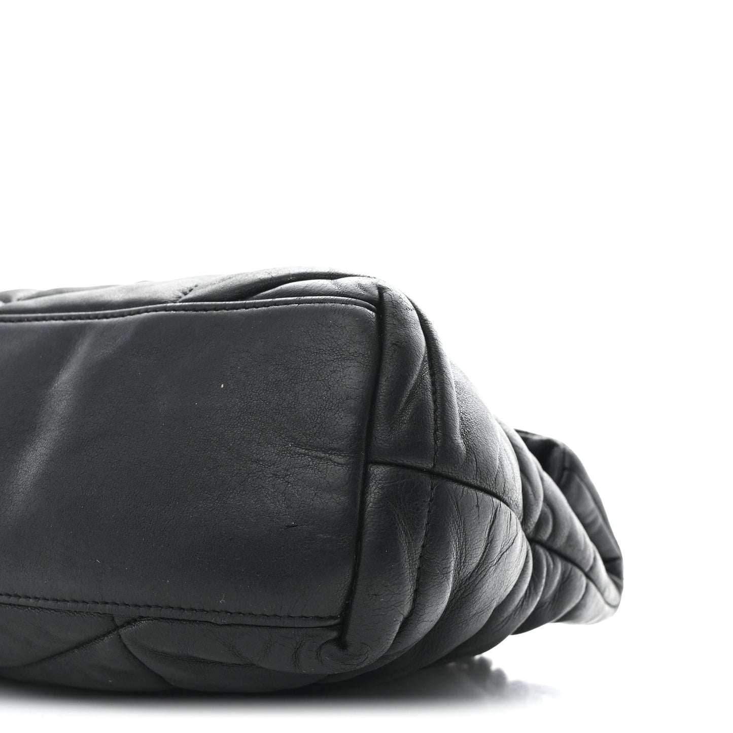 Lambskin Quilted Small Loulou Puffer Monogram Chain Satchel Black