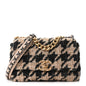 Tweed Houndstooth Quilted Medium Chanel 19 Flap Beige Black