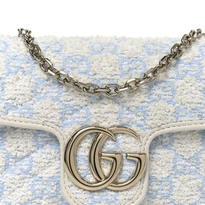 Sponge Boucle Matelasse Mini GG Marmont Shoulder Bag White Light Blue Grey