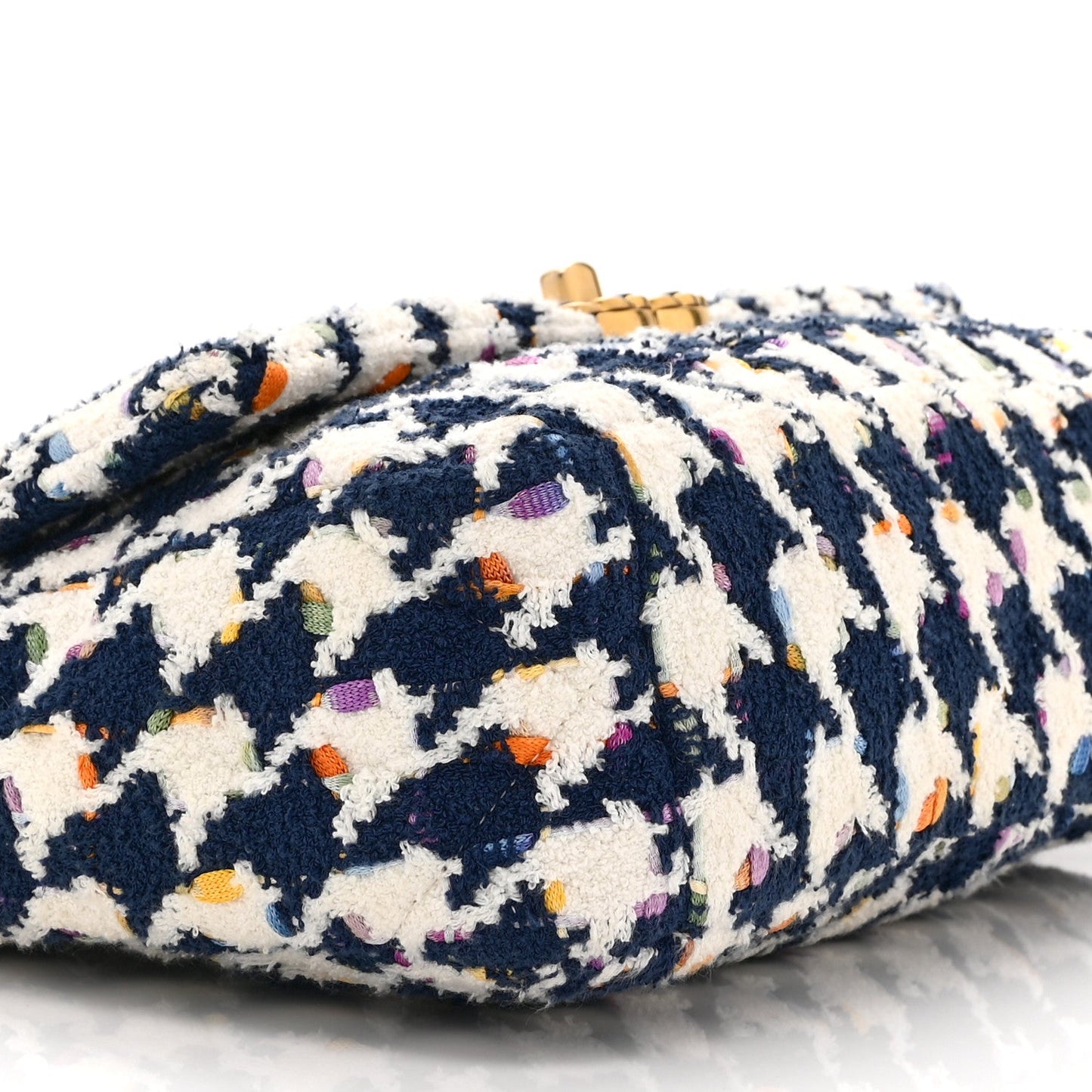 Tweed Quilted Medium Chanel 19 Flap Ecru Navy Blue Multicolor