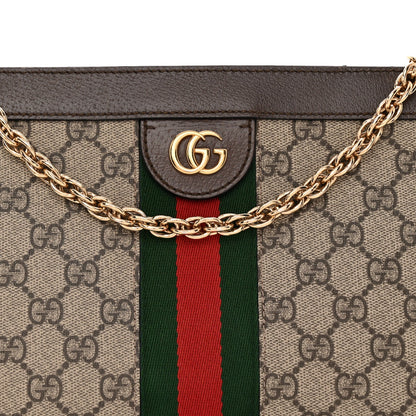 GG Supreme Monogram Web Small Ophidia Chain Shoulder Bag Brown