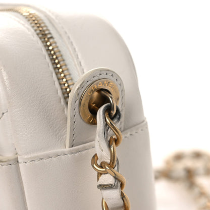 Calfskin Quilted Enchained Camera Case Bag White