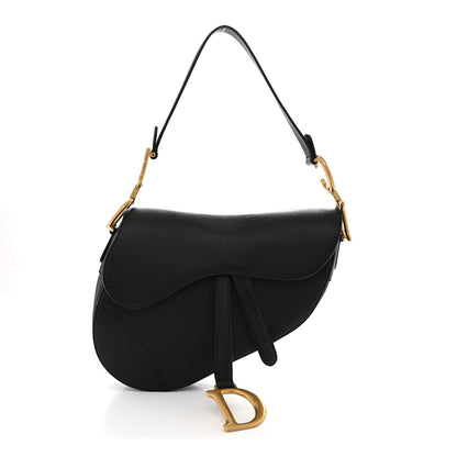Grained Calfskin Saddle Bag Black