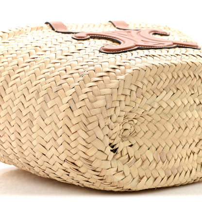 Raffia Calfskin Triomphe Teen Panier Tan