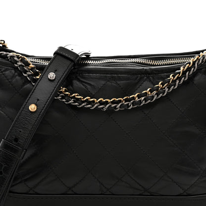 Aged Calfskin Quilted Medium Gabrielle Hobo Black