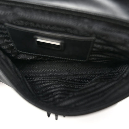 Re-Nylon Saffiano Triangle Shoulder Bag Black